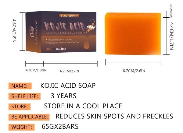 65g x 2 Kojic Acid Soap Whitening Reduce Skin Dullness Acne Treatment Anti Aging Moisturizing Hand Soap for Face Skin Care