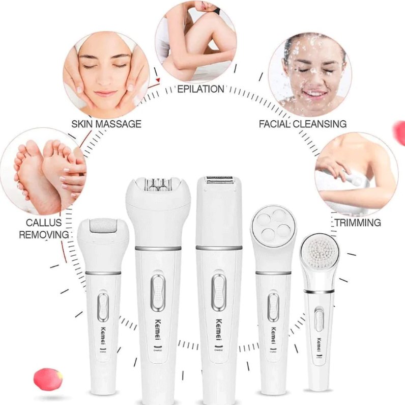 5 in 1 Women Shaver Wool Device Epilator Face Cleansing Brush Women Shaving Machines Hair Removal Facial Razor