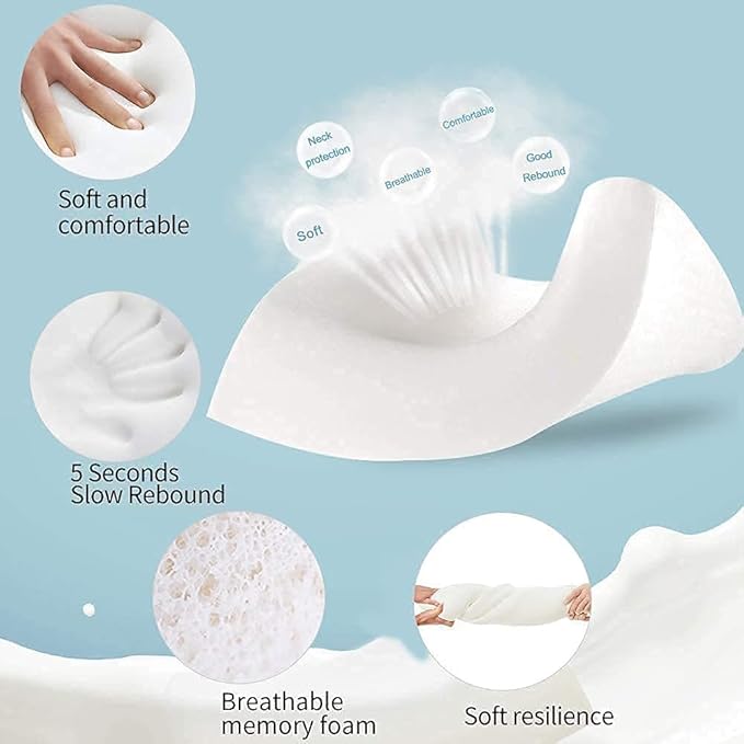 Neck Pillow Slow Rebound Memory Cotton Pillow Cervical Partition Memory Pillow for Anti-snoring