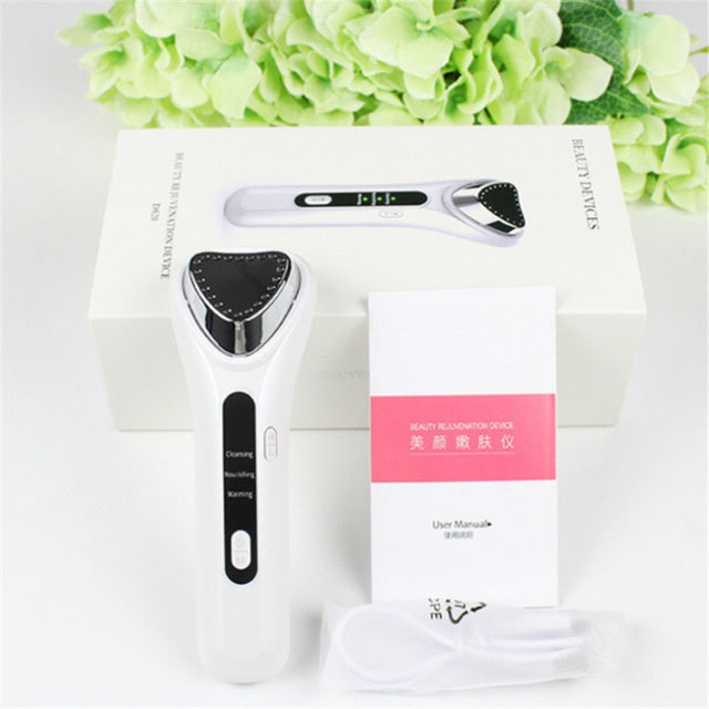 Cold Heat Ultrasonic Multifunctional Portable High Frequency Vibration Ion Beauty Device Anti-Wrinkle Whiten Ionic Face Massager