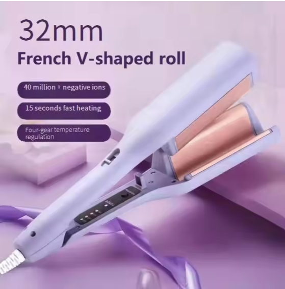 32MM Electric Curling Iron Automatic Lambswool Curling Tool Long Lasting Styling French Styling Rotating Anti-Flame Design