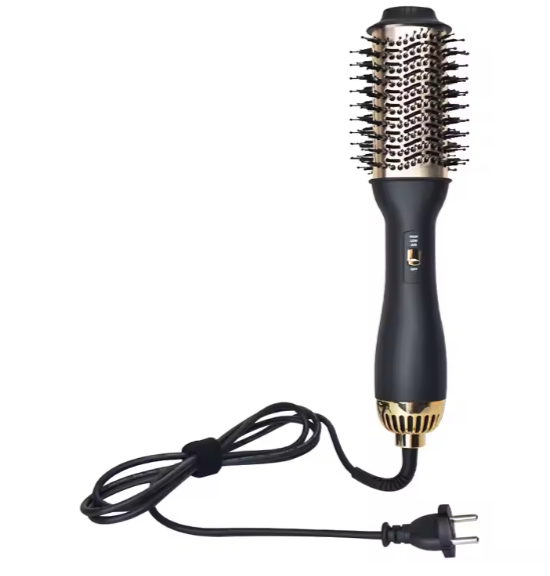 Elegant Black & Gold Hair Blow Dryer Brush & Volumizer