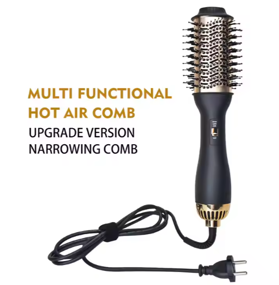 Elegant Black & Gold Hair Blow Dryer Brush & Volumizer