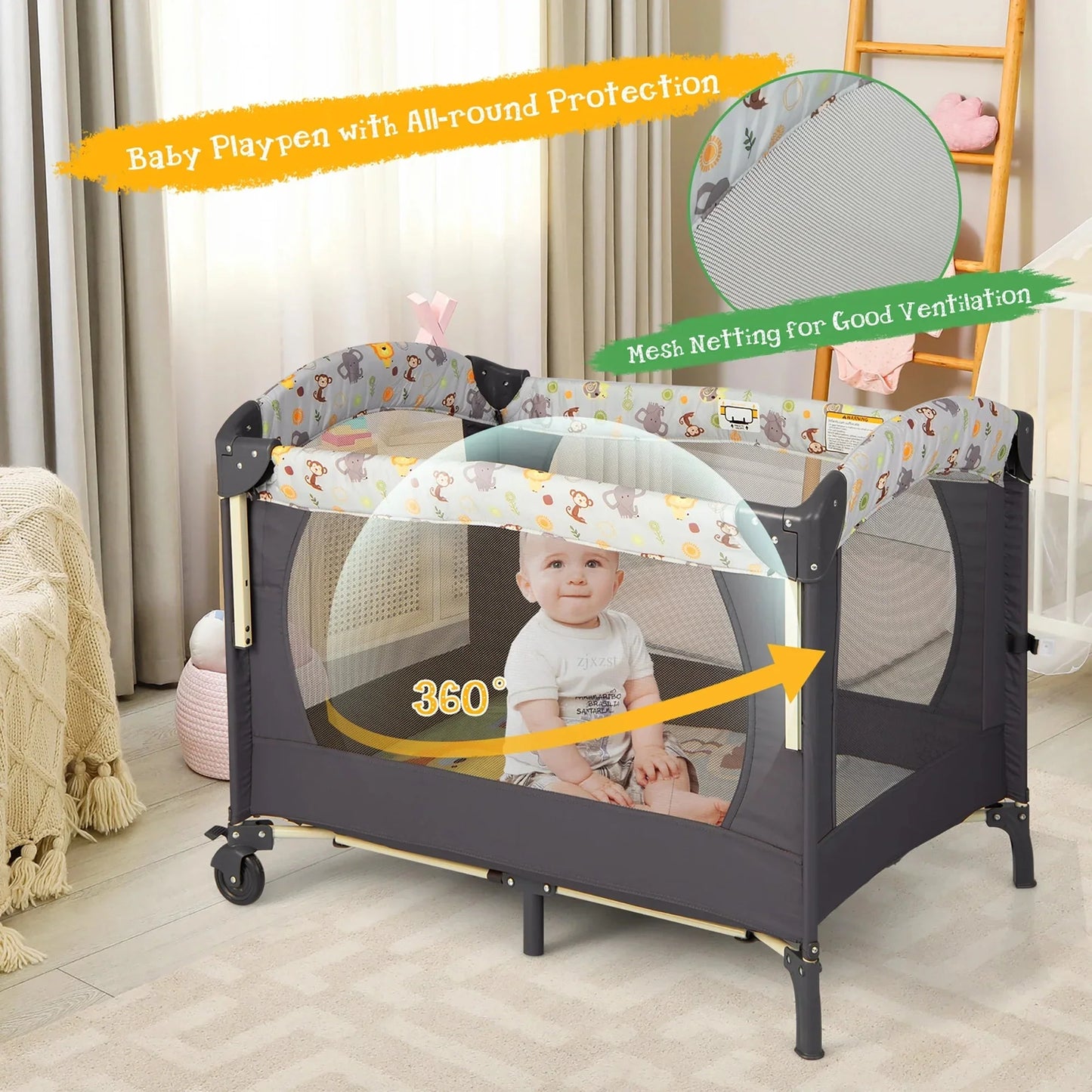 Baby Cot Bed Crib Removable Baby Bassinet with Diaper Table Multifunctional Set Bed for Bedroom and Beds Newborn Baby