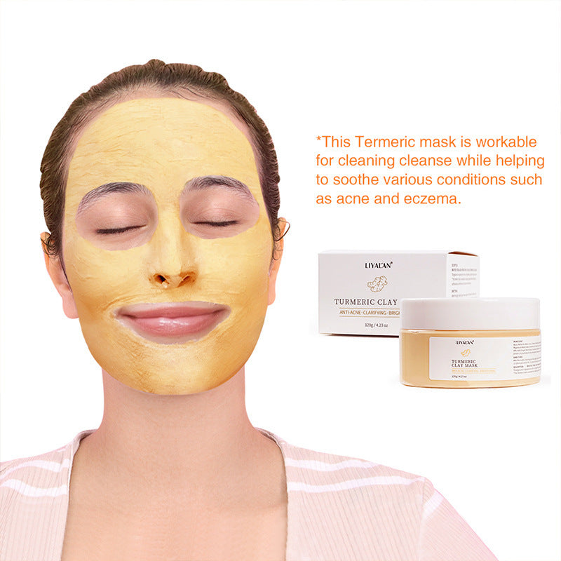 Turmeric Clay Mask Reduce Blackheads Clean Pores Soothe Acne Prone Skin Brightening Deep Cleaning Minimize Pores Skin Care 120g