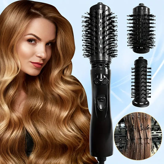 2-in-1 Hot Air Brush, Black, 220V, European Plug, No Battery, 850W, Combo Blow Dryer, Curling Iron & Straightening Tool, Effortless Styling, Quick Drying, Multi-Temperature Settings, Ideal for Home Hair Care