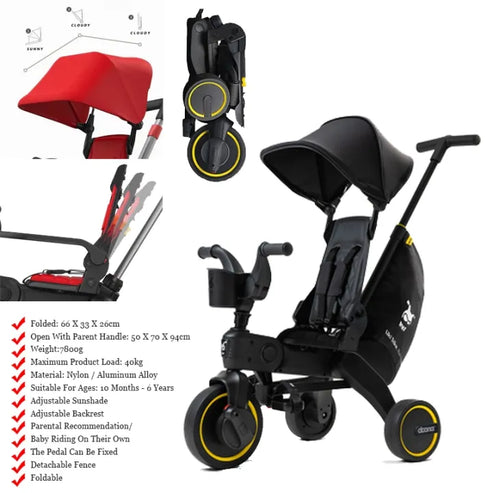 Folding Baby Stroller Bicycle Portable Lightweight & Foldable Infant Stroller Tricycle