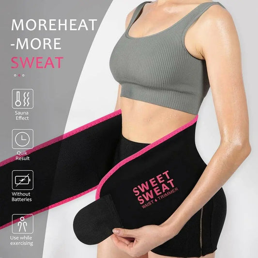 SWEET SWEAT Women Slimming Belt Fitness Corset Waist Support Adjustable Sweat Waist Trainer Body Shaper Lumbar Belt