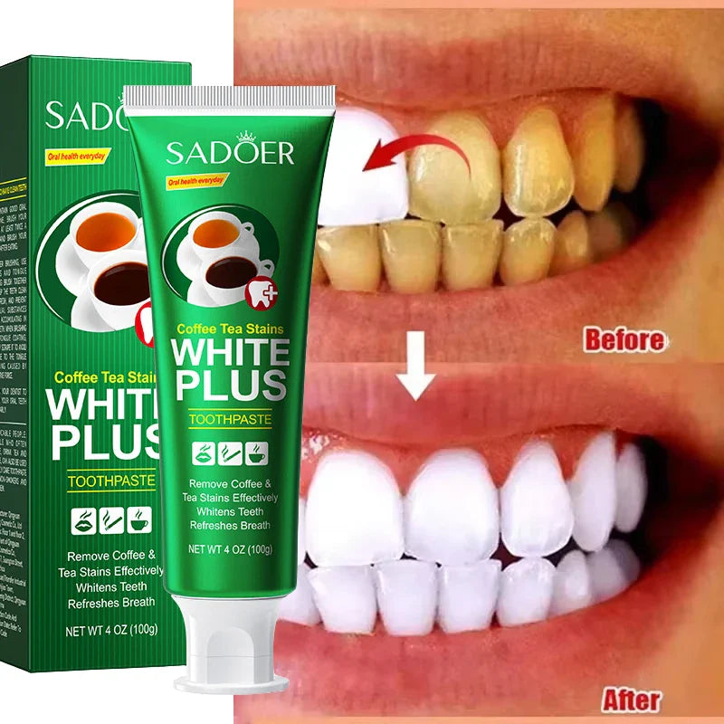 Teeth Whiten Toothpaste Fast Remove Plaque Smoke Coffee Tea Stains Clean Oral Hygiene Fresh Breath Bleaching