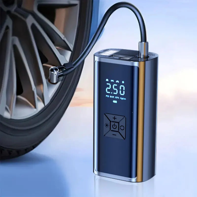 Portable Air Compressor Fast Air Pump Tire Inflator Pressure Digital Display with Power Bank Function for Car Motorcycle Bicycle