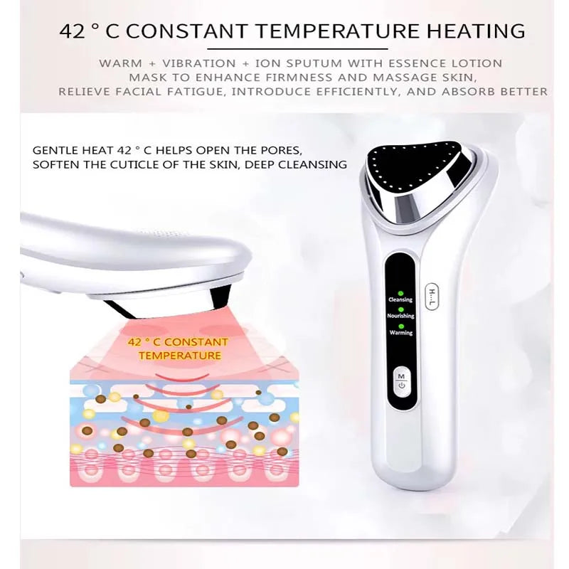 Cold Heat Ultrasonic Multifunctional Portable High Frequency Vibration Ion Beauty Device Anti-Wrinkle Whiten Ionic Face Massager