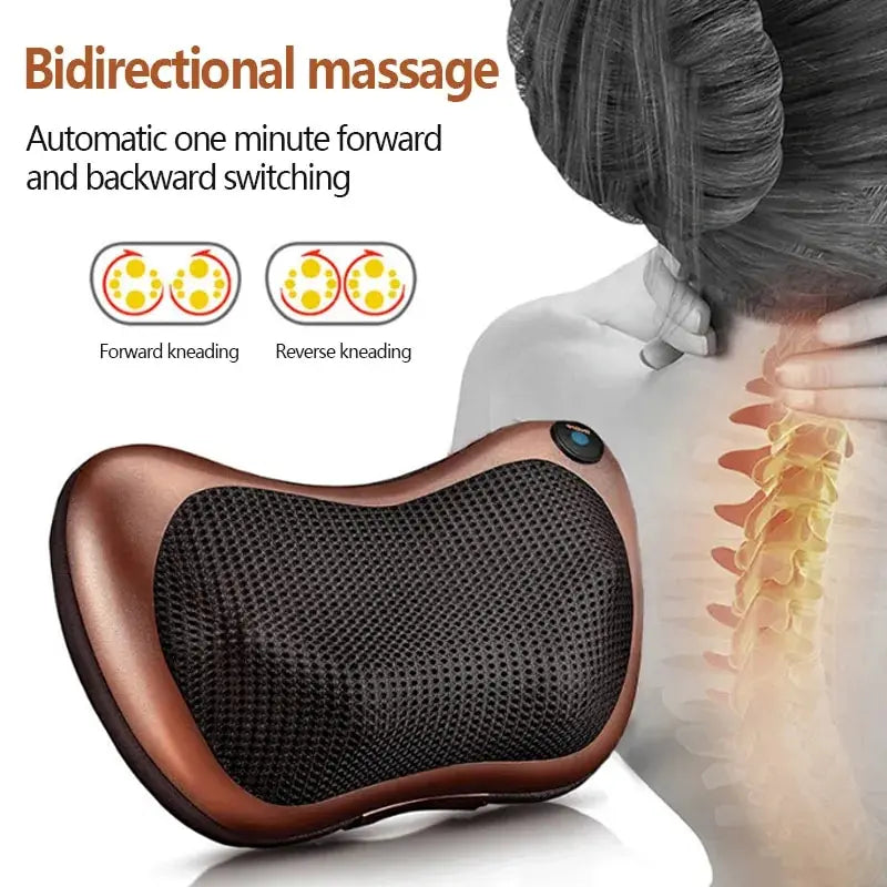 Head Massager Car Home Cervical Shiatsu Massage Neck Back Waist Body Electric Multifunctional Massage Pillow Cushion