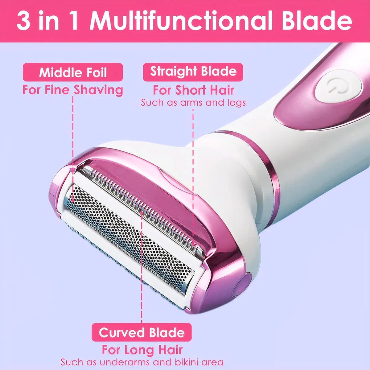 Women Epilators Electric Razor Shaver for Women,4 in 1 Painless Body Trimmer and Facial Hair Remover, Rechargeable Led Display