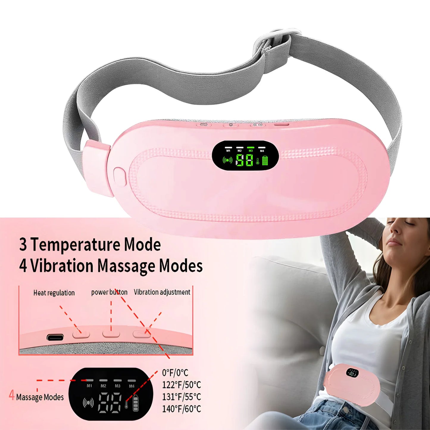 Portable Heating Pad Menstrual Heating Massager Belt Abdominal Belt Period Relief Thermal Massager Belly Warm Palace Belt