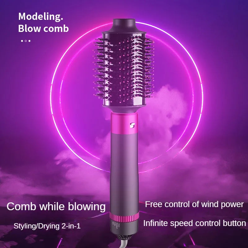 5 in 1 Negative Ion Hot Air Brush Kit Hair Dryer with 5 Detachable Brush Heads for Straightening and Curling Styling.