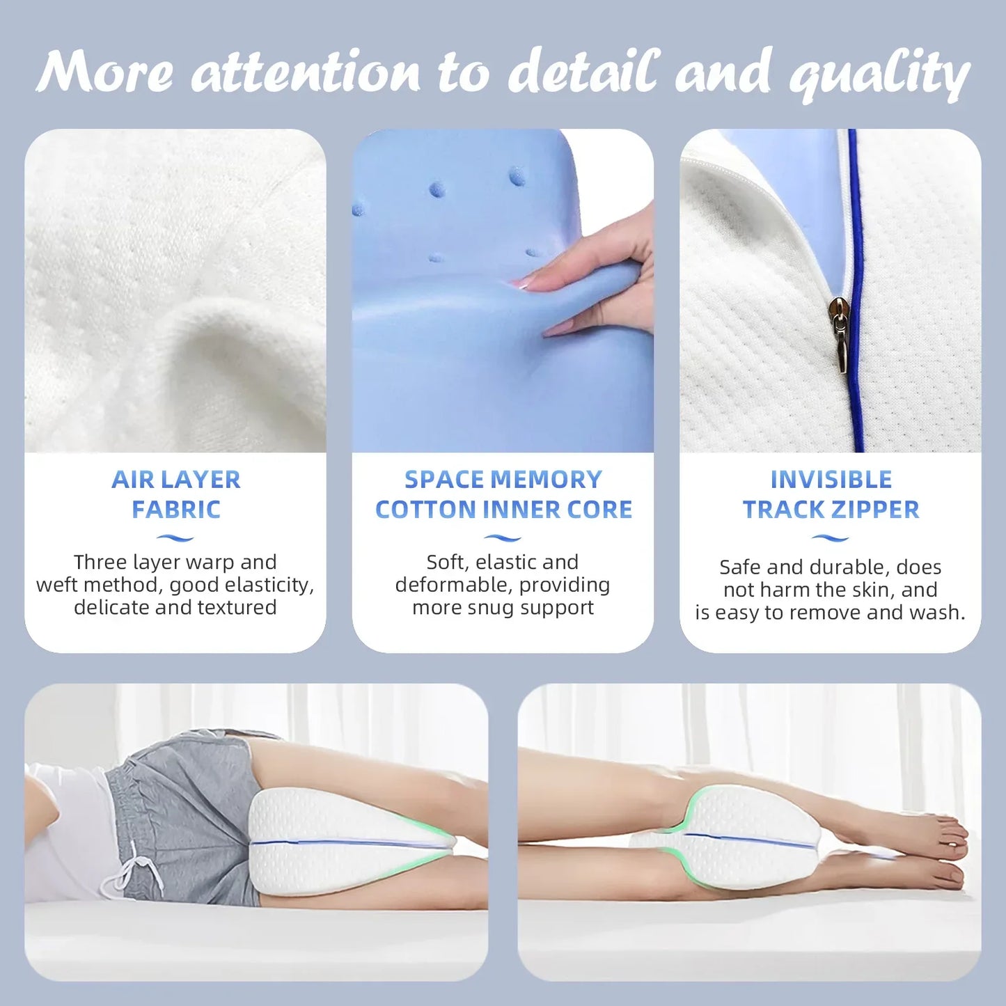 Body Memory Cotton Leg Pillow Home Foam Pillow Sleeping Orthopedic Sciatica Back Hip Joint for Pain Relief Thigh Leg Pad Cushion