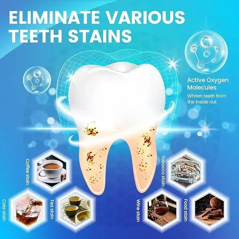 Teeth Whiten Toothpaste Fast Remove Plaque Smoke Coffee Tea Stains Clean Oral Hygiene Fresh Breath Bleaching