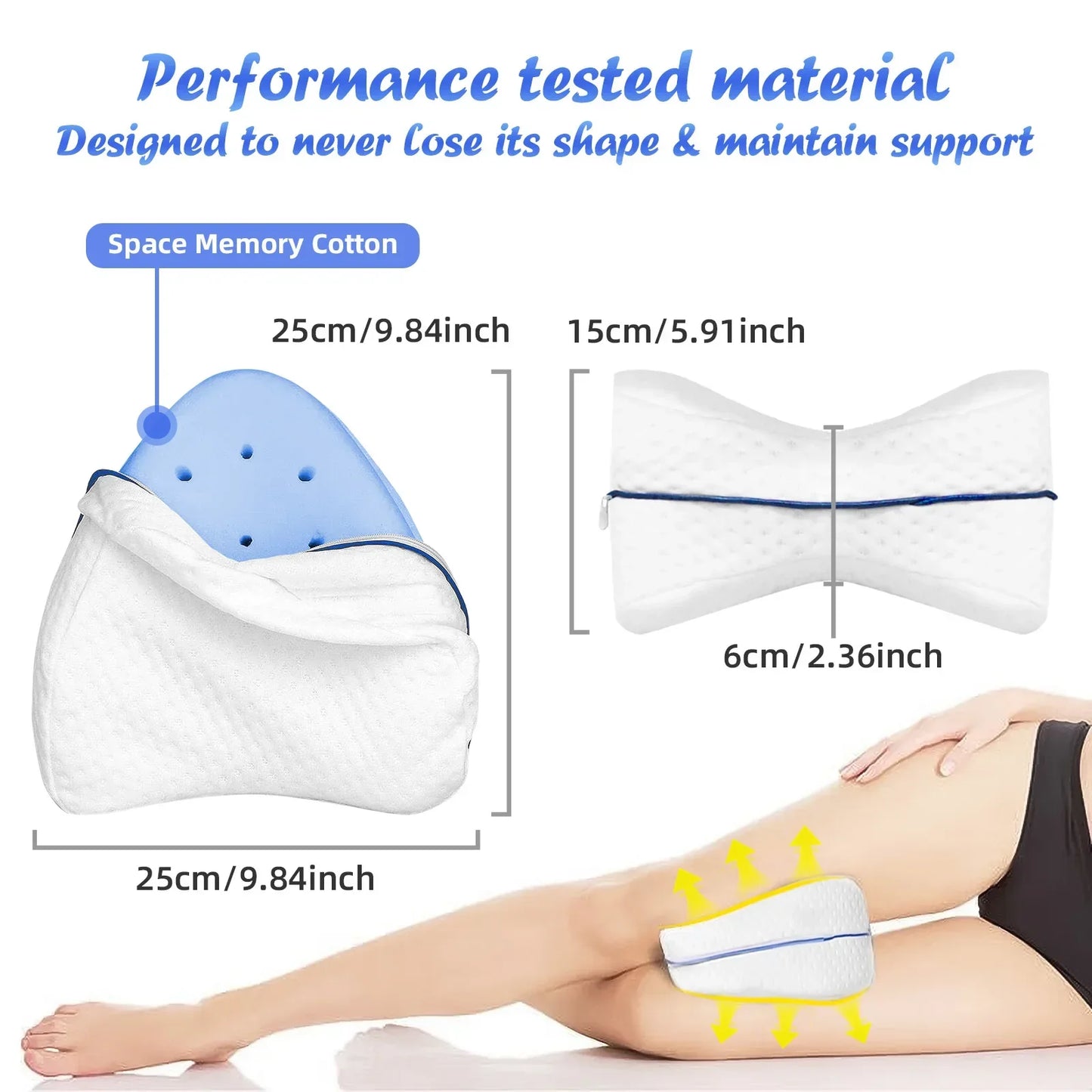 Body Memory Cotton Leg Pillow Home Foam Pillow Sleeping Orthopedic Sciatica Back Hip Joint for Pain Relief Thigh Leg Pad Cushion